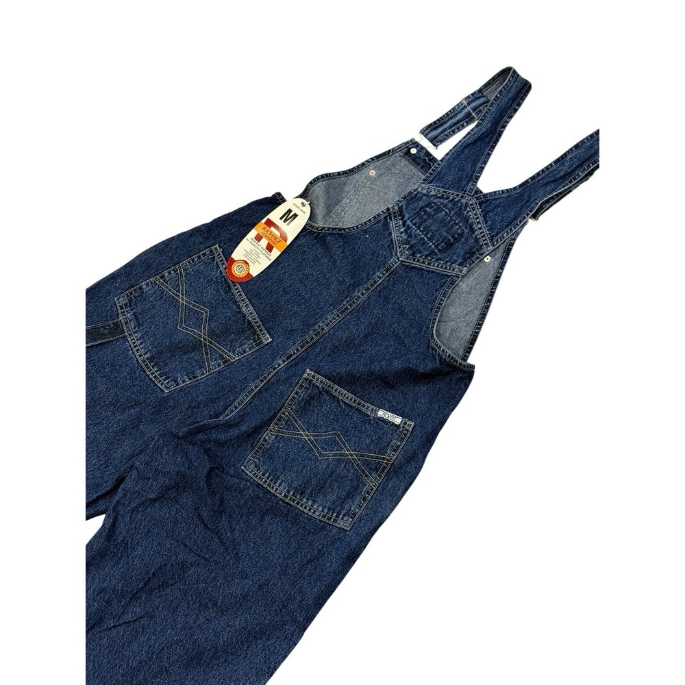 NWT Revolt Women Bib Overalls M Wide Leg Carpenter Vintage 90s Blue Stripe Denim - Picture 7 of 13